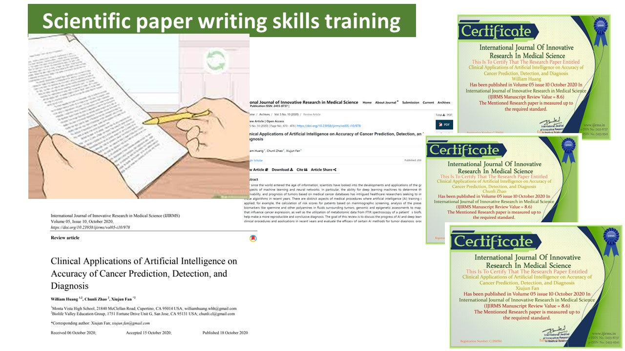 Customized Projects/scientific paper writing and publication /hands-on wet lab experiment training